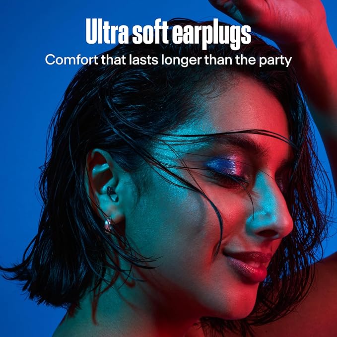 Alpine PartyPlug Concert Ear Plugs with 19dB Noise Reduction - Reusable Hearing Protection for Music Festivals, Raves & Live Events, Clear Sound Quality, Incl. 3 Tip Sizes (S/M/L), Black