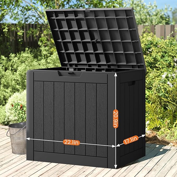Sweetcrispy Deck Box with 31 Gallon Capacity, Weatherproof Resin Lockable Outdoor Storage for Secure Package Deliveries and Indoor Storage in Garden or Patio, Backyard