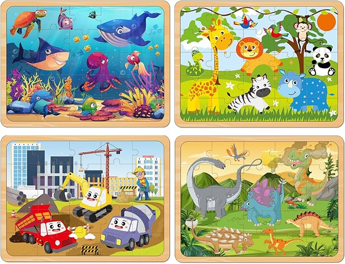 Puzzles for Kids Ages 4-6, Set of 4 Packs with 24-Piece,Preschool Educational Brain Teaser Toys for Boys and Girls 3-8 Years Old