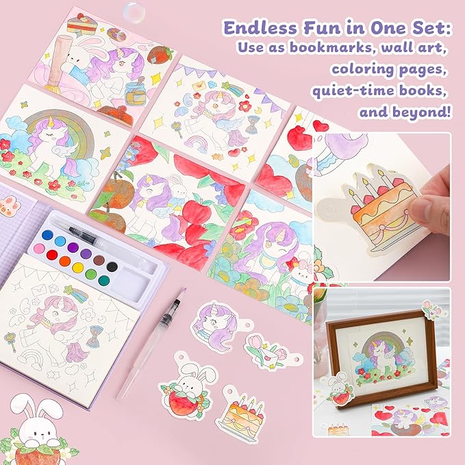 gesboole Paint with Water Coloring Books for Kids Ages 3-5, 4-8 – Cute Coloring Book for Teens,Arts and Crafts for Kids Ages 3 4 5 6 7 8+, Birthday Gift Toys for Girls Boys,Travel Toys -Unicorn