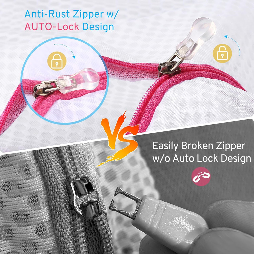 2 Pack XXL Durable Honeycomb Mesh Laundry Bags for Delicates with AUTO-Lock Zipper, Lingerie Bags for Washing Delicates, Laundry Bags Mesh Wash Bags for Bed Sheet,Bed cover,Blanket,Curtain, Sweater