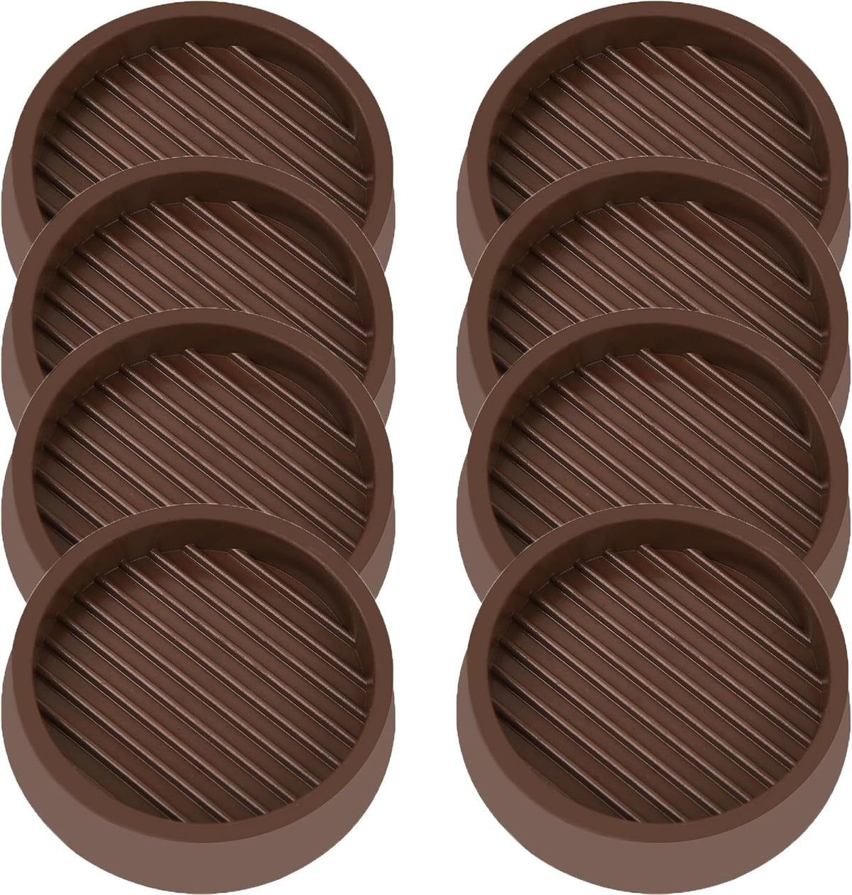 3X3 Round Rubber Caster Cups, Non Slip Furniture Pads, Anti-Slip Gripper, Anti Skid Furniture Feet, Anti Slide Floor Protector for Bed Couch Table Chair Stoppers - Brown, 8 Pack