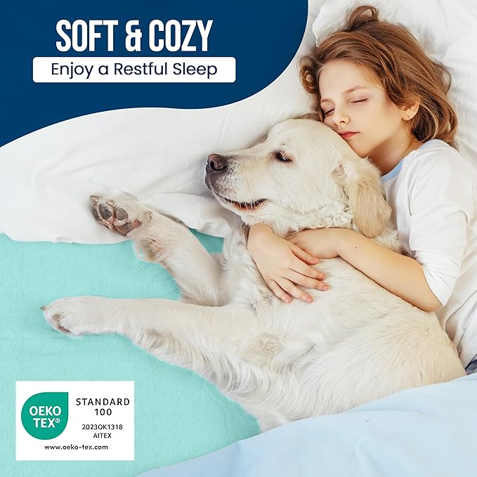 Utopia Bedding Waterproof Mattress Protector Full Size, Premium Terry Mattress Cover 200 GSM, Breathable, Fitted Style with Stretchable Pockets (Spa Blue)