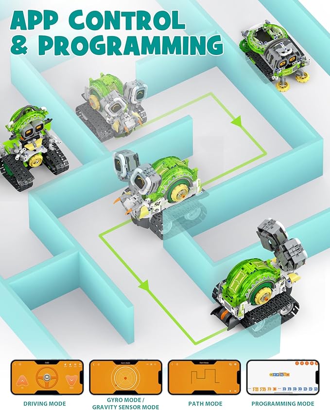 5in1 STEM AI Robot Toys Building Set, 478Pcs APP & Remote Control Engineering Erector Blocks for Kids Age 6-8, Coding Interactive Educational Christmas Birthday Gift for 10-12 Year Boys & Girls