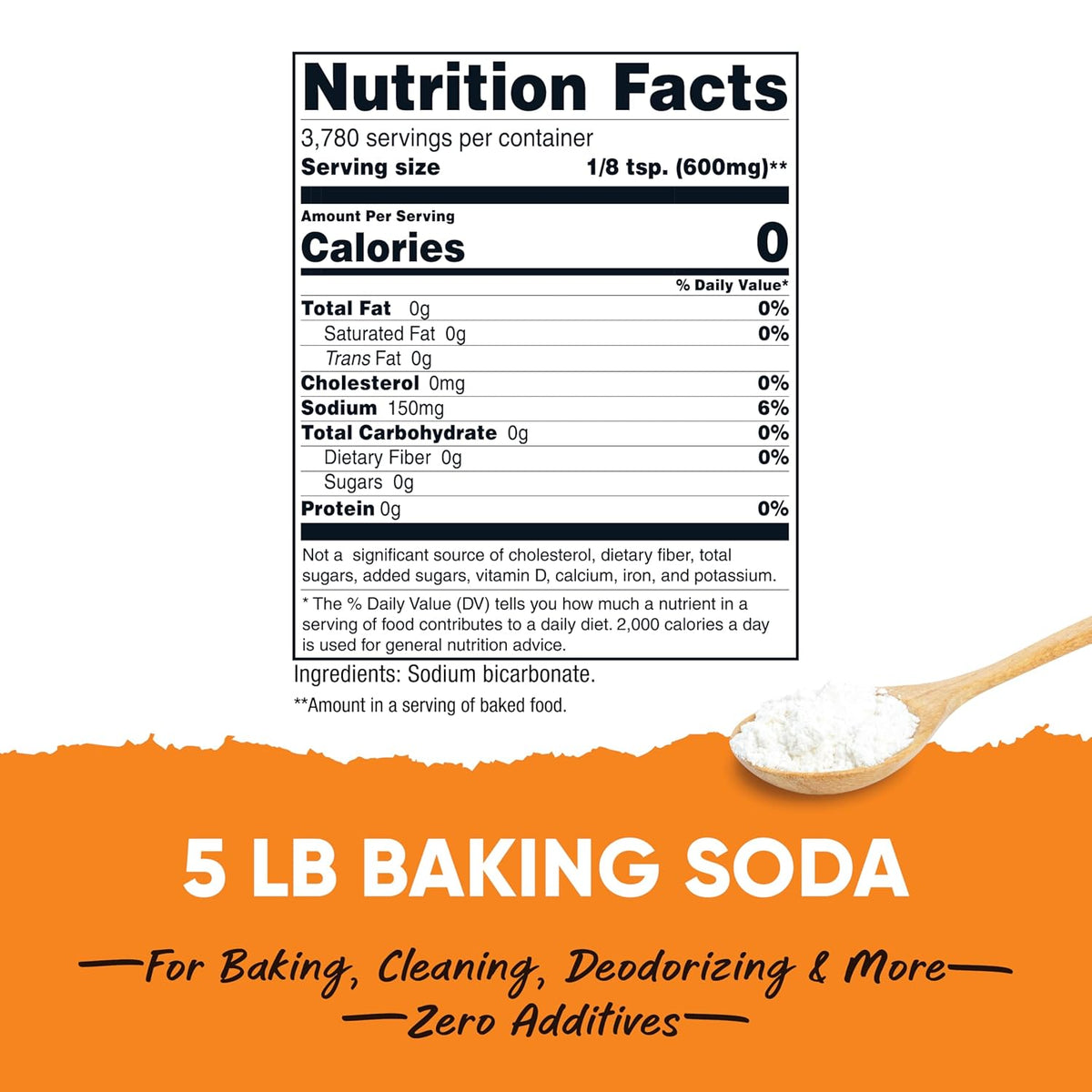 Nutricost Pantry Baking Soda (5 LBS) - For Baking, Cleaning, Deodorizing, and More
