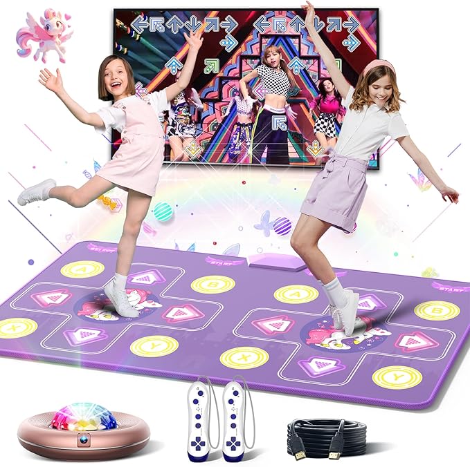 Dance Mat for Girls Boys - Wireless Dance Pad for TV with Camera, Plug and Play Double User Dance Mat Game, Danceing Mat for Family Games, Christmas and Birthday Gift Toys for Kids and Adults