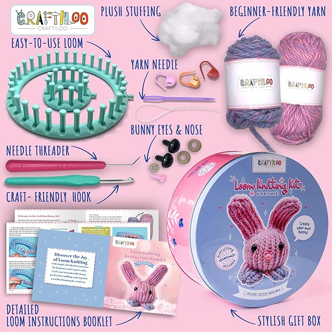 CRAFTILOO Loom Knitting and Crochet kit for Kids Crochet kit for Beginners Knitting kit for Beginners Knitting Loom Learn to Crochet Kits for Adults Beginner