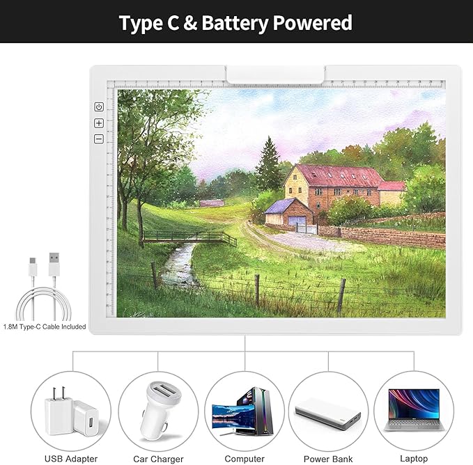 KOBAIBAN Wireless A4 Light Pad with Carry Bag, Innovative Stand, Top Clip, Stepless/ 6-Level Dimmable Brightness Rechargeable tracing Light Box/Board for Cricut Weeding Vinyl, Diamond Painting (White)