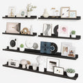 Axeman Picture Ledge Shelf, Floating Shelves for Wall Decor Storage Set of 6, 55 inch Floating Wall Mounted Shelves, Wall Shelves with Lip for Living Room, Bedroom, Nursery, Bathroom, Kitchen, Black