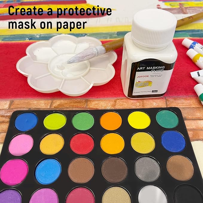 150-Milliliter Watercolor Art Masking Fluid,For Ink-Watercolor-Gouache-Painting & Illustration,Two Bottles