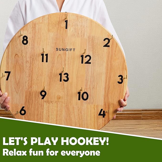 SUNGIFT Hook Ring Toss Game for Adults & Kids - Yard Hooky Ring Tossing Games - Hookie Wall Game Indoor & Outdoor Family Fun - Home, Party, Office, Camping & Backyard Games