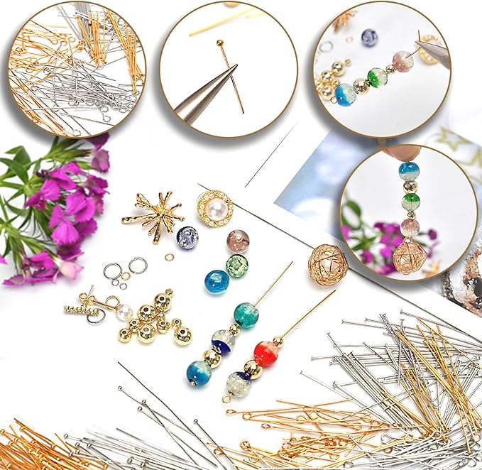 260pcs 18K Gold Filled Eye Pins Non Tarnish Craft Earring Bracelet Jewelry Making Accessories Supplies (20mm (0.78in, Gold-Eye Pin)