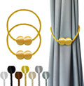 Hion Magnetic Curtain Tiebacks Golden 2pcs, Curtain Tiebacks Buckles Holdbacks Holders Hooks Clip for Home Bedroom Office Decorative Curtain