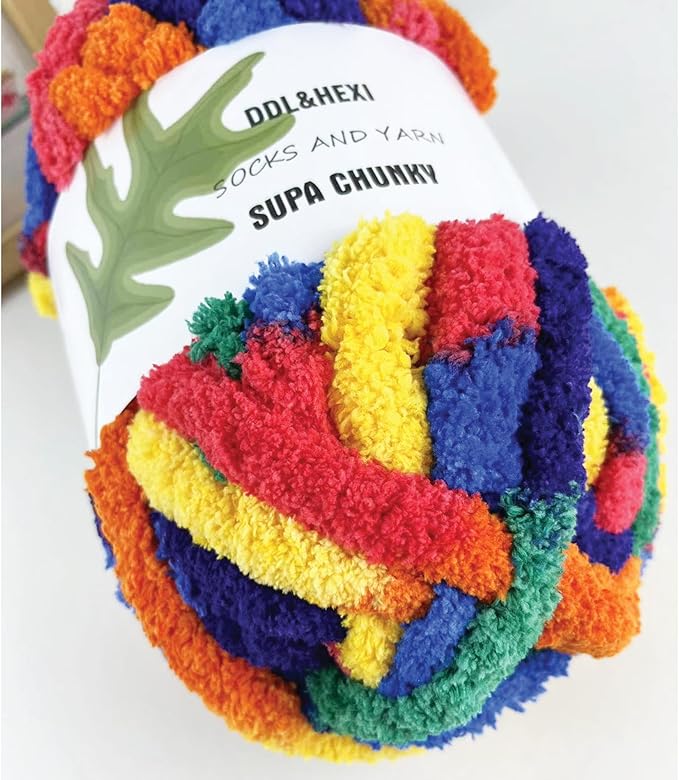 DDL&HEXI 4 Pack Super Chenille Chunky Yarn for Hand Knit, Blanket Making Kit, Jumbo Knitting, 4x8oz (226g) per Bag, Soft Polyester for Crochet, Knitting, and DIY Projects (203-4)