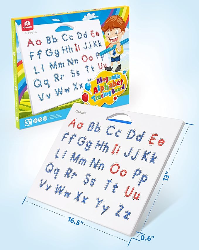 Coogam Magnetic Letters Practicing Board, Magnets Tracing ABC Alphabet Board Learning to Write Uppercase&Lowercase Educational Toy Fine Motor Montessori Gift for 3 4 5 Years Old Preschool Kids