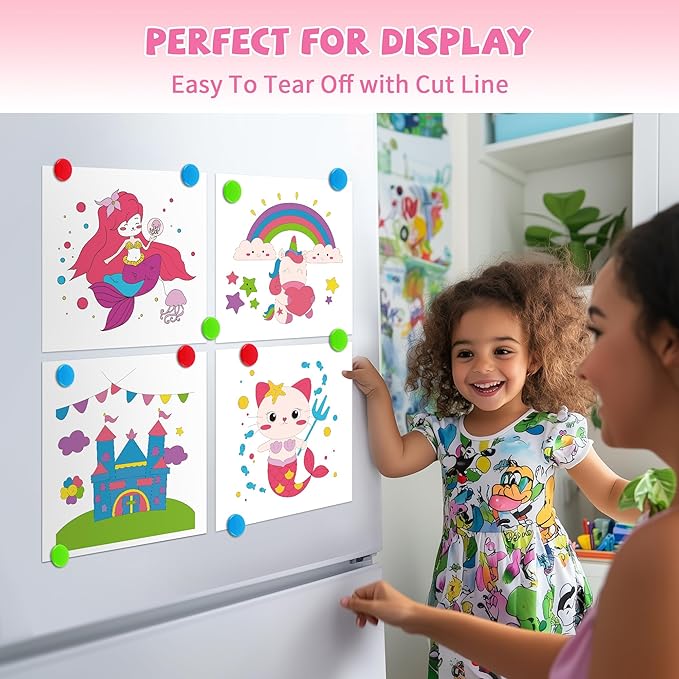 Paint with Water Books for Kids, Unicorn Watercolor Paint Book Set for Kids,Toddlers Water Color Coloring Painting Drawing Set,Mess Free Toys Gifts for Girls Age 3 4 5 6 7 8