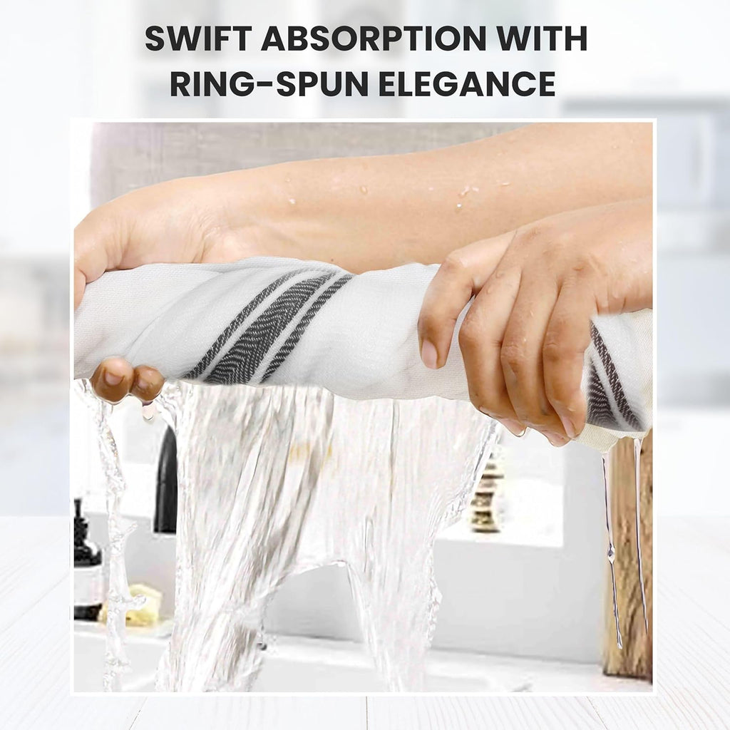 WHITEWRAP Kitchen Dish Towels for Kitchen, Highly Absorbent for Drying and Cleaning, Durable and Soft Tea Towels – 6 Pack, 100% Ring Spun Cotton 15 x 25 Inches – Black