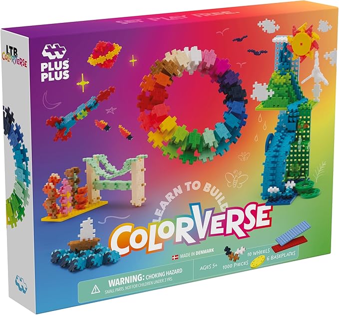 Plus Plus Learn to Build Colorverse Super Set, 3D Building Block Kit, Creative Stem Construction Toy for Kids, 1000 Mini Interlocking Pieces