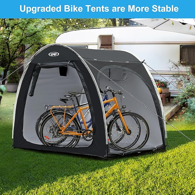 UNP Bike Storage Shed Tent, Portable Outdoor Bike Storage Tent with 210D Oxford Thick PU4000 Waterproof for 1/2/3/4 Bikes, Bike Covers Storage Shed for Bicycles, Lawn Mower, Garden Tools
