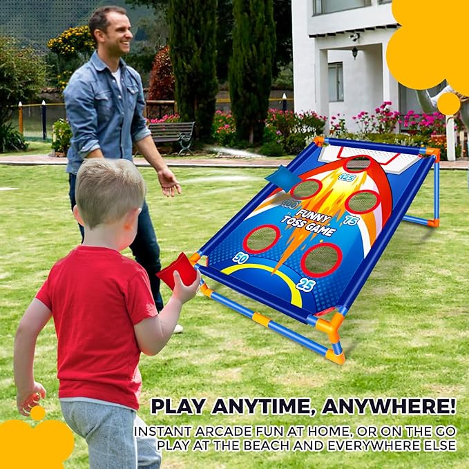 Bean Bag Toss Game for Kids Outdoor Activities, Cornhole Games for 3 4 5 6 7 8 Years Old Boys Girls, Fun Outside Toys for Family Party Games, Ideal Birthday for Ages 4-8 Toddlers