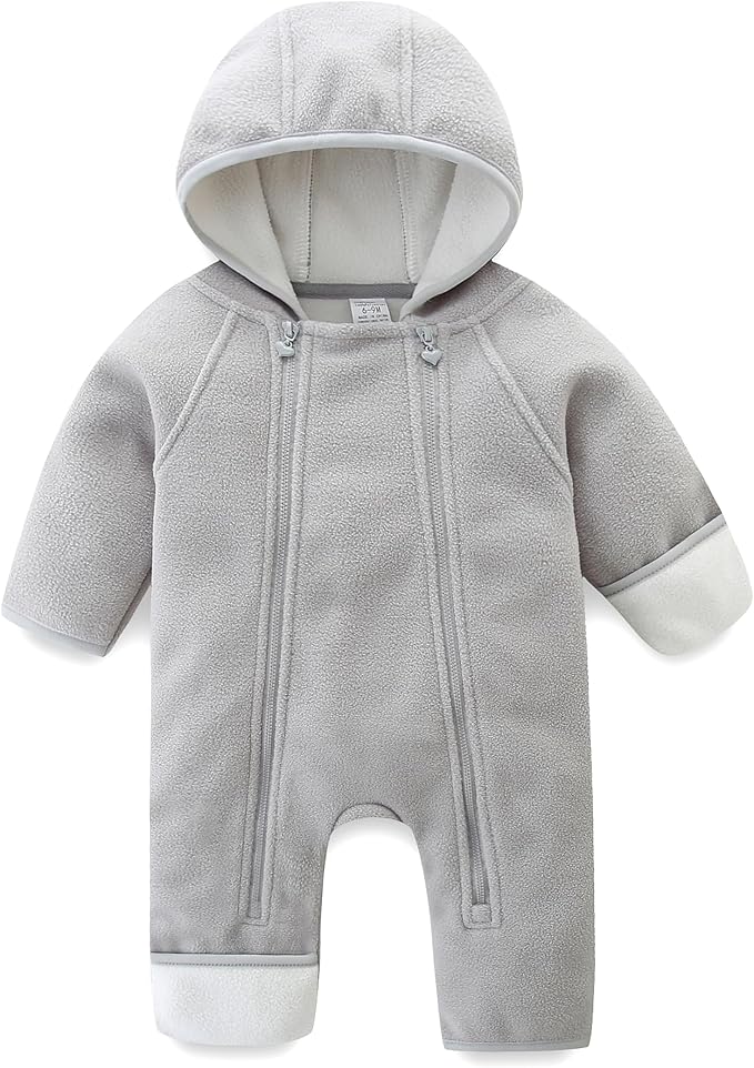 Newborn Baby Fleece Jumpsuit Girls Boys Winter Hooded Coverall Romper Cute Baby Snowsuit Clothes
