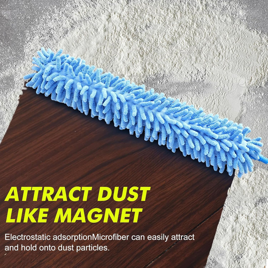 4PCS Microfiber Duster Kit, 3 in 1 Microfiber Dusters Retractable Gap Dust Cleaner and Chenille Duster with 83 inches Extra Long Extension Pole for Cleaning Ceiling Fan, High Ceiling