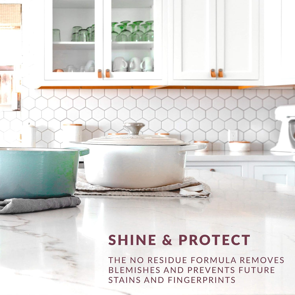 HOPE'S Countertop Restoration Polish - Shines and Protects with No Build-Up - Streak-Free Kitchen Counter Cleaner - Quartz, Marble, Corian, Laminate, Granite Countertop Cleaner, 8 Fl Oz, Pack of 1