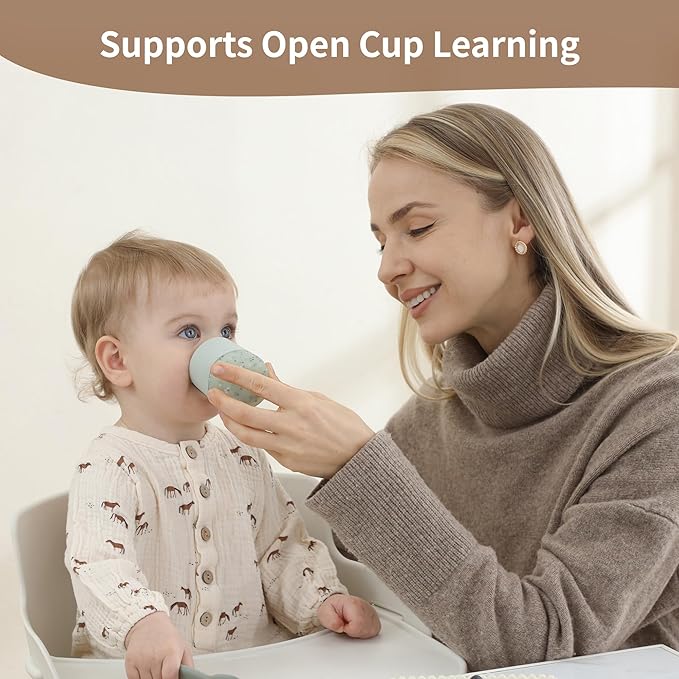 Moonkie Baby Training & Sippy Cup Set | 4 Months+ | Baby-Led Weaning Essential | Gift (Mint Cup Set, 2 Pack)