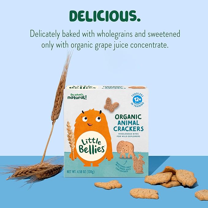 Little Bellies Organic Animal Crackers Toddler Snack (Pack of 5 x 4.58 oz Individual Packs)