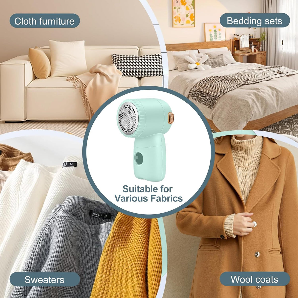 Rechargeable Fabric Shaver,Electric Lint Remover with Digital Display,3-Speeds Sweater Shaver for Clothes and Furniture (Green)