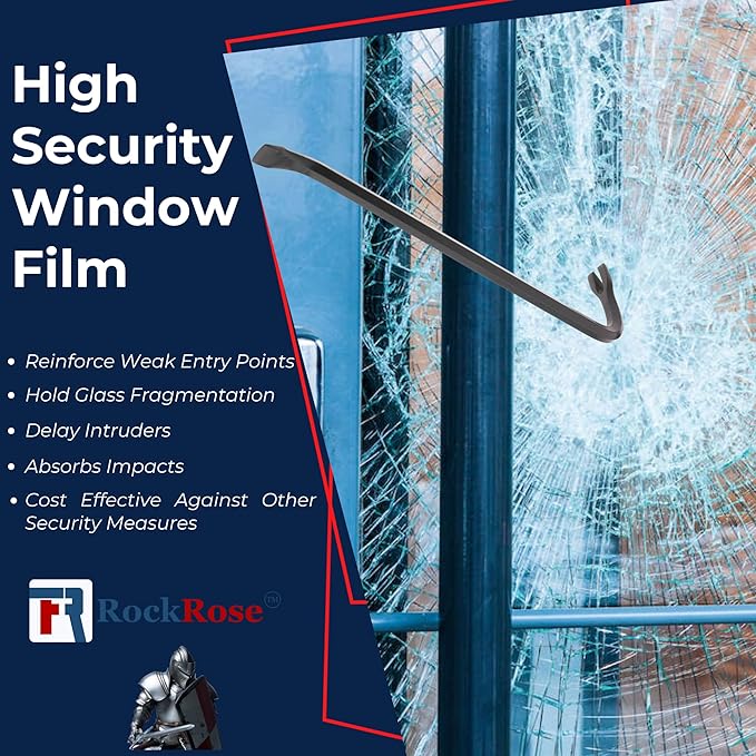 UV 99% Security and Safety 4 Mil Clear Window Film Shatterproof Anti Shatter Tempered Glass Film for Home and Office Windows (Clear, 60 in x 100 FT)