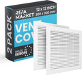 Repa Market 12 x 12 Inch (Outer) White Square Air Vent Cover - Pack of 2 Plastic Fresh Air Intake Vent - AC Cover with Nylon Mesh Screen, Wall, Ceiling HVAC Return Air Register, Modern Soffit Vents