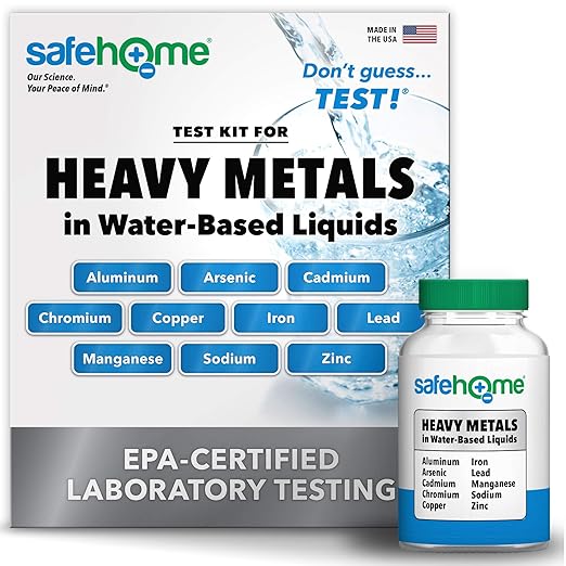 Safe Home® Heavy Metals Test Kit – Test 10 Metals in Water Based Liquids at Our EPA Certified Lab – Water, Beer, Wine, Juice, Coffee, & More