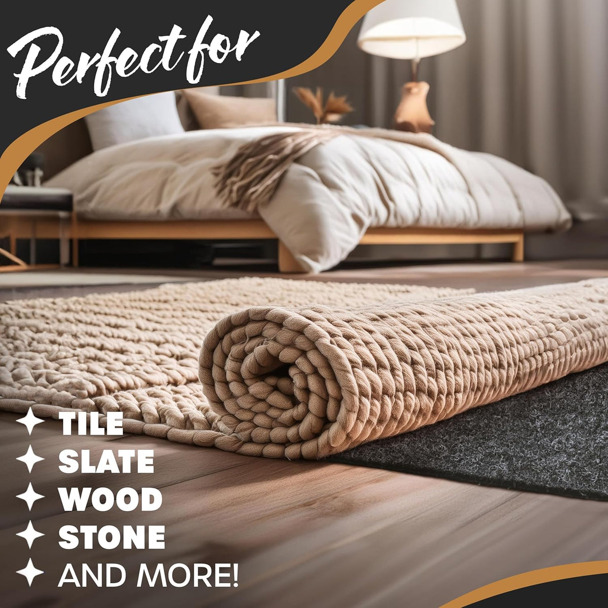 Nevlers 6x9 Rug Pad Non Slip – 1/4" Thick Felt TPO Dual-Layer Grip Mat | Anti Skid Rug Gripper for Hardwood Floors & More, Customizable Carpet Pad for Floor Protection, Floor Padding for Added Comfort