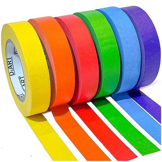 DEART Colored Masking Painters Labeling Tape Masking Tape 1 inch Color Painter Tapes for Arts & Crafts Labeling or Coding, Kids Art Supplies Color Tape Rolls, Colorful Craft Tapes