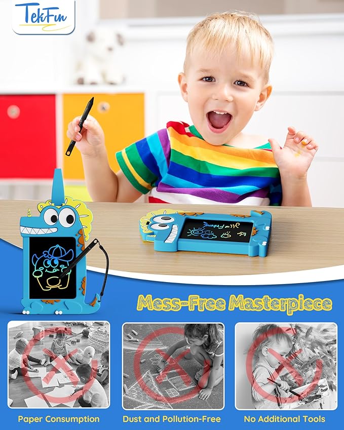 TEKFUN NanoDoodle Toys, Dinosaur Toys for Kids 4.5in LCD Writing Tablet Drawing Board for Classroom School Home, Christmas Gifts for Boys Girls 3-10 Years Old