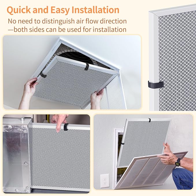 2-Pack 14x25x1 MERV 8 Reusable & Washable Electrostatic Air Filters - Long-Lasting Filter for HVAC, Furnace & Air Conditioner Units, Actual Size: 13-5/8” x 24-5/8” x 7/8”
