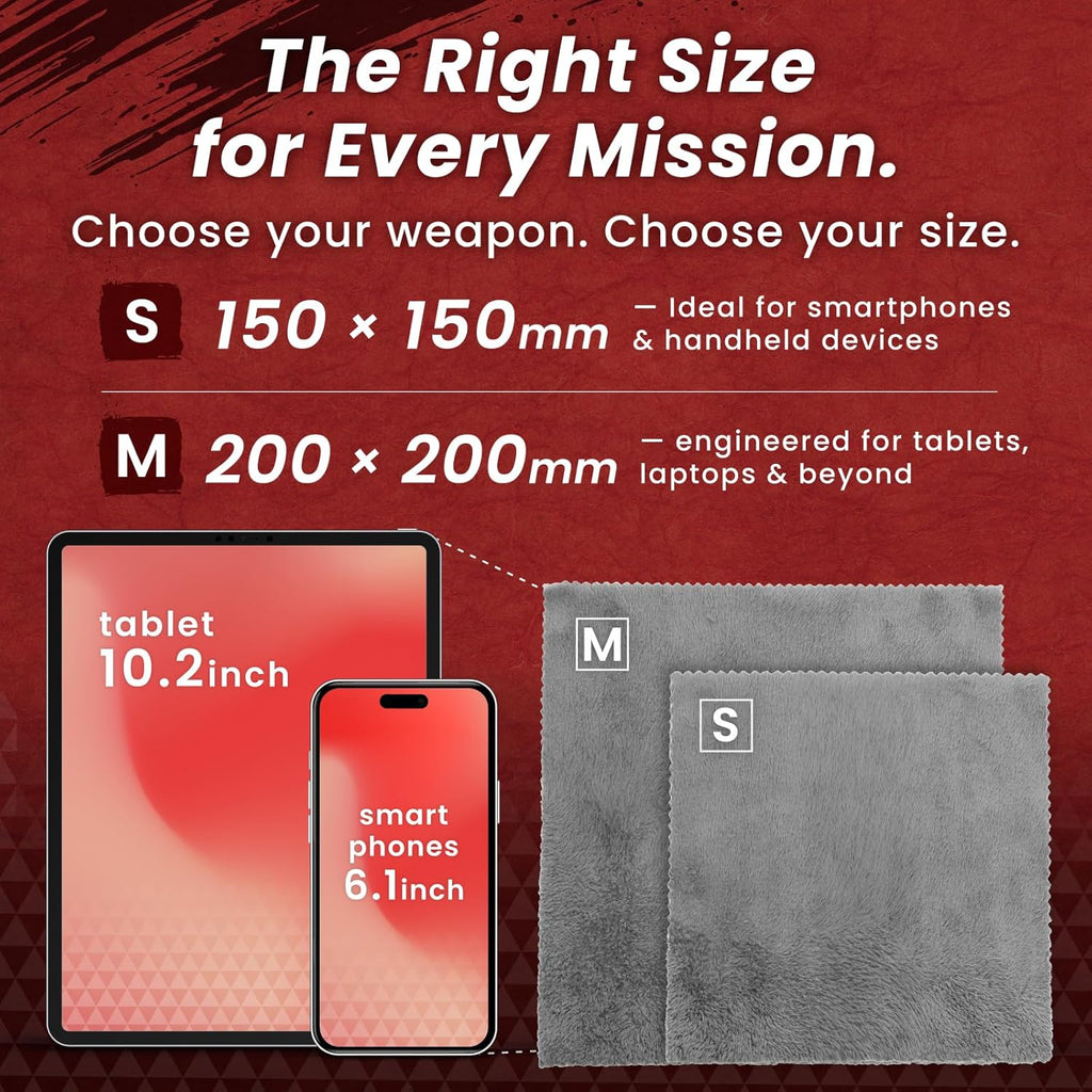 BELLEMOND「Samurai Cloth」Japanese Microfiber Cleaning Cloth | Washable, Reusable, Lint Free Cloth for Phones, Laptops, Lenses, Screens & Electronics | Made in Japan | Small | 2 Pack