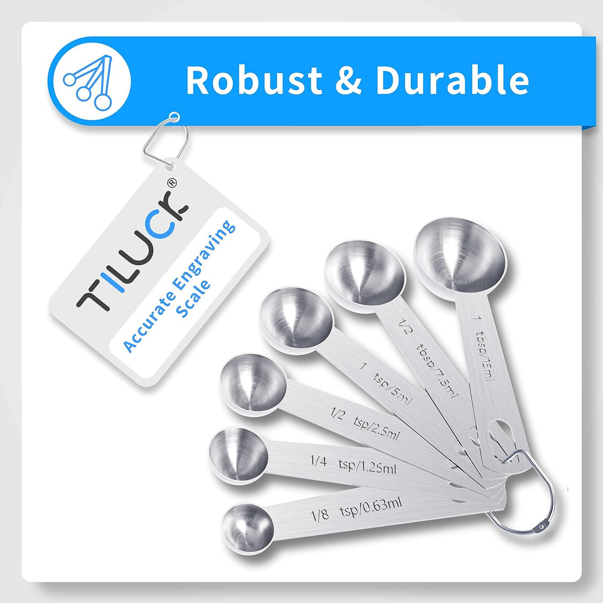 TILUCK Stainless Steel Measuring Spoons Set,Coffee Scoop Spoon,Kitchen Gadgets for Cooking & Baking,Set of 13
