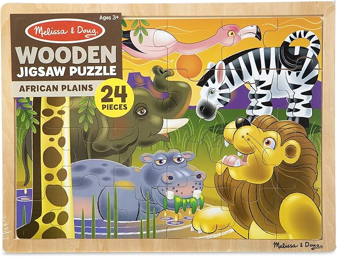 Melissa & Doug African Plains Safari Wooden Jigsaw Puzzle with Storage Tray (24 pcs)