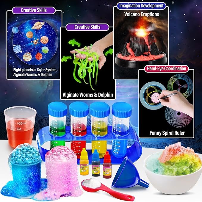 250 Experiments Kits for Kids, Science S.T.E.M Projects Scientific Toys for Boys Girls Gifts Ideas Birthday Christmas, Erupting Volcano, Planet, Bouncy Ball,Chemistry Scientist Set