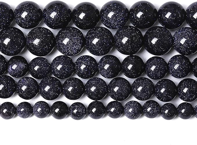 72PCS 10mm Blue Sandstone Gemstone Beads Beads Natural Stone Round Loose Beads for Jewelry Making DIY Bracelet Necklace 32" 2 Strands