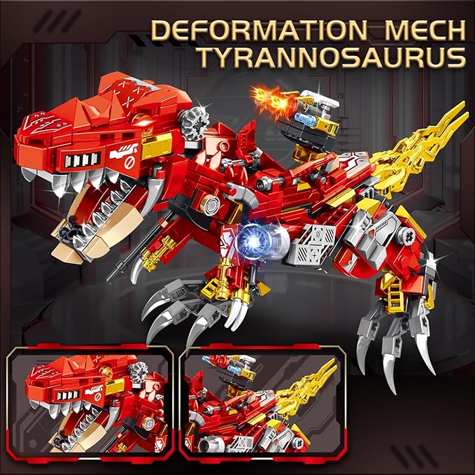 STEM 2 in1 Tyrannosaurus Dinosaur Building Kits, Compatible with Dinosaur Set, Transforming Mech Robot Building Sets for Adults, Educational Gift Toy for Kids Boys 6-10 (504 PCS)