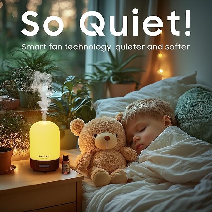Essential Oil Diffuser, Quiet 6-in-1 Premium Humidifier, 100ml Small Aromatherapy Diffuser with Auto Shut-Off Function, Ultrasonic Diffusers for Essential Oil
