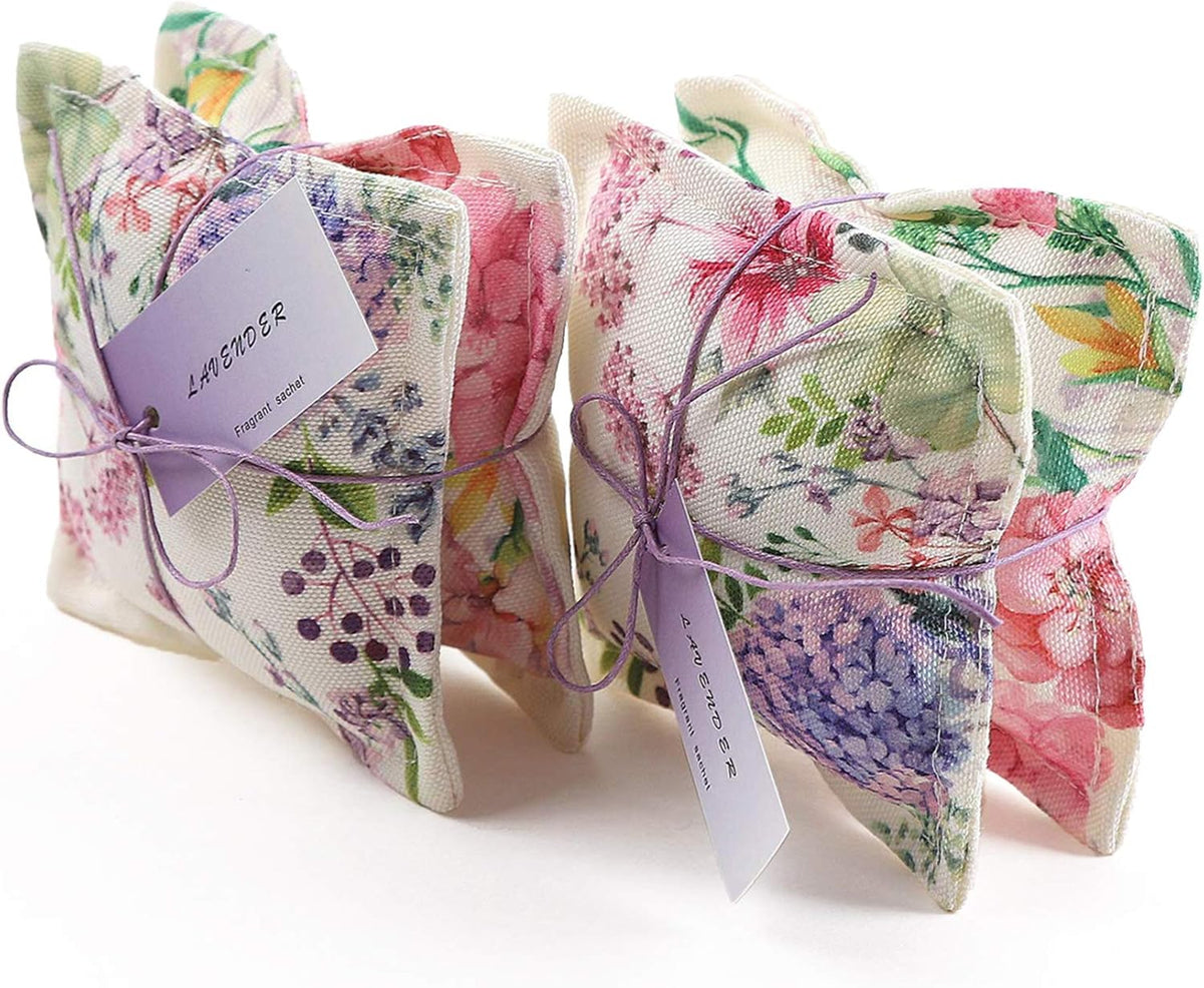 AUCUDA 4 Packs Lavender Scented Sachets Bags for Drawers and Closets, Autumn Long-Lasting Fragrance Packets Mesh Pillow for Fall, Farmhouse, Bedroom, Handcrafted Potpourri Organza Dried for Clothes.