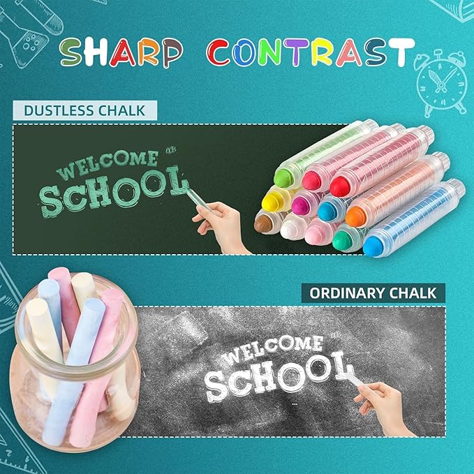 48 Pcs Dustless Chalk Colored twistable Chalk for Blackboard Doodling, Drawing, Writing, Colour Mixture
