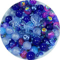 Assorted Glass Resin Beads Multi Size Colors Smooth Cracked Gravel Millet Spacer Beads for Bracelets Necklace Earring DIY Jewelry Making Craft(Indigo Blue Series)