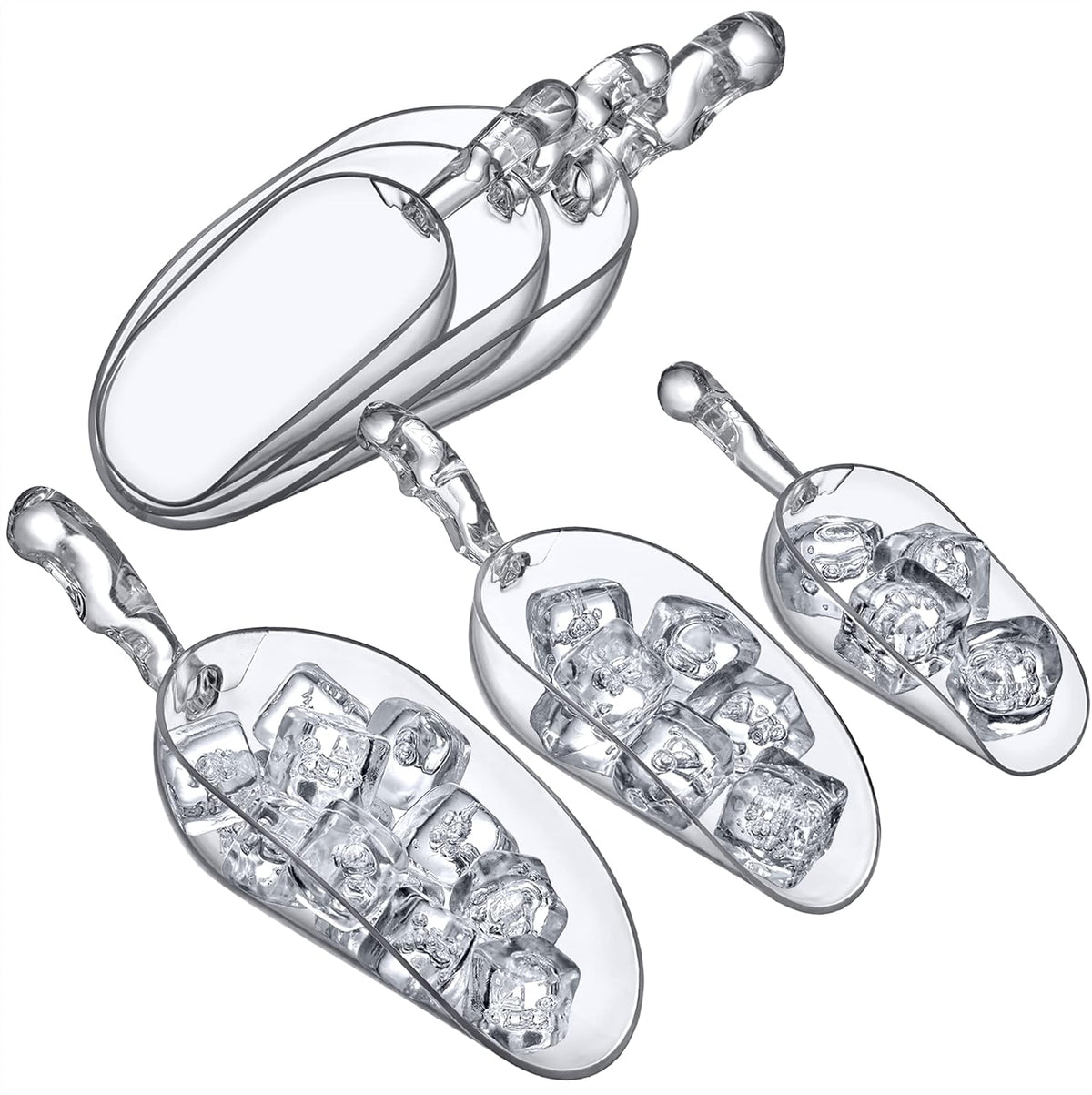 Amazing Abby - Elsa - Plastic Ice Scoops (6-Piece Set), Plastic Utility Scoops, 5/12/24-Ounce Capacity, BPA-Free, Food-Grade, Shatter-Proof, Perfect for Home and Commercial Use