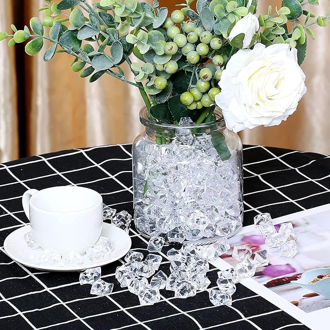 TeeLiy 150 PCS Acrylic Fushsia Crushed Ice Rock Crystals Treasure Gem Plastic Fake Ice for Vase Fillers Decoration, Table Scatters, Event, Wedding, Arts & Crafts, Home Birthday Decoration