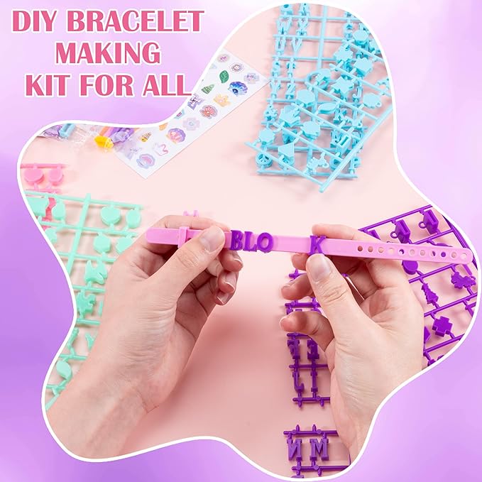 Arts and Crafts for Kids,12 PCS DIY Friendship Bracelet Making Kit for Girls, Kids Bracelet Making Kit for 4-12, Bracelets for Girls with Charm & Sticker, Jewelry Making Birthday Gift for Ages 5 6 7 8-12